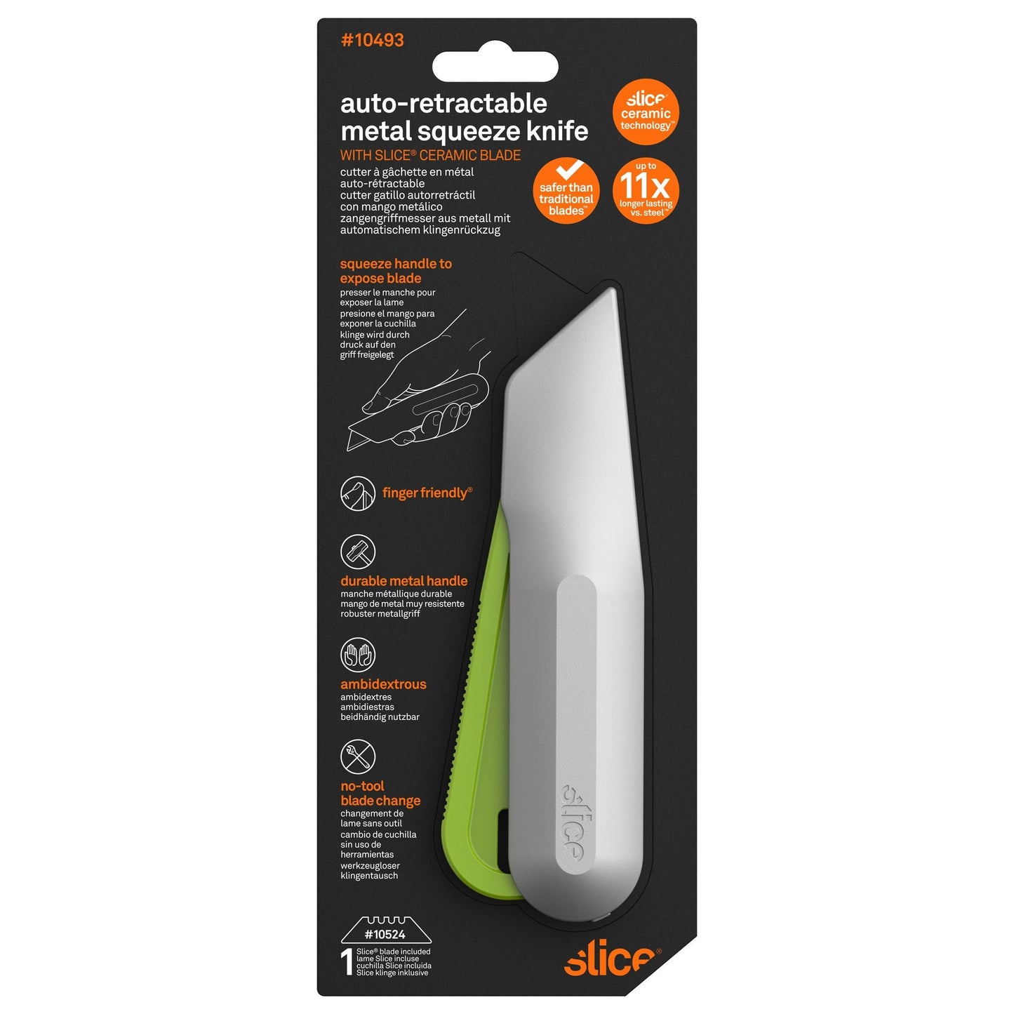 Auto-Retractable Metal Squeeze Knife