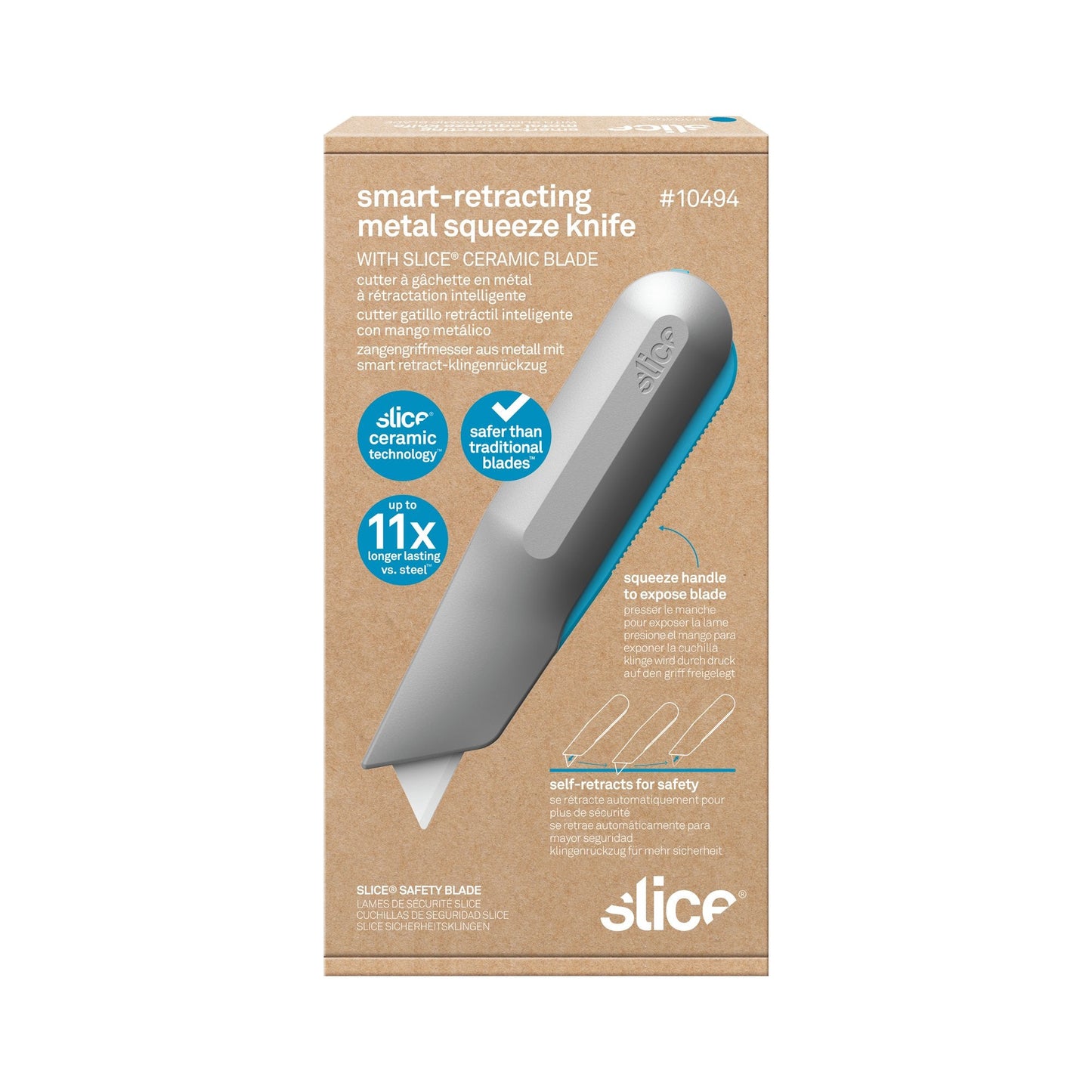 Smart-Retracting Metal Squeeze Knife